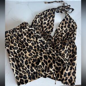 Leopard Print 2 piece Shorts and Top Set